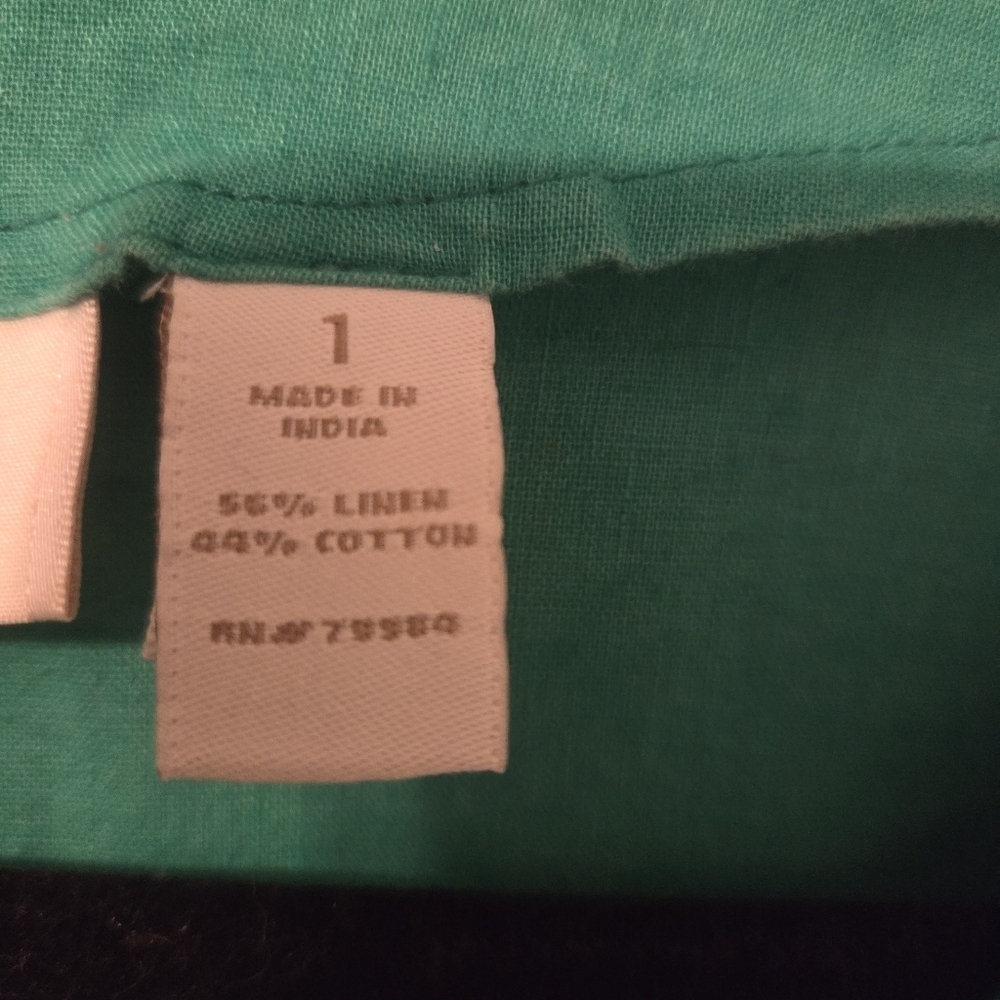 Chico’s Womans Green Linen Blend Beaded Tunic Top. Sz M Resortwear Swim Cover Up - Picture 9 of 9